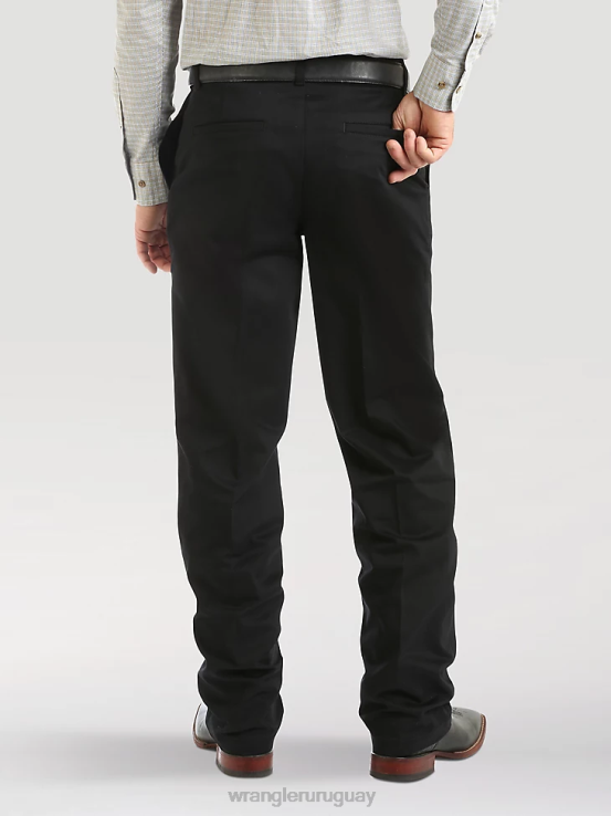 negro Wrangler hombres pantalones casuales con frente plano y ajuste relajado ropa F8J4V260