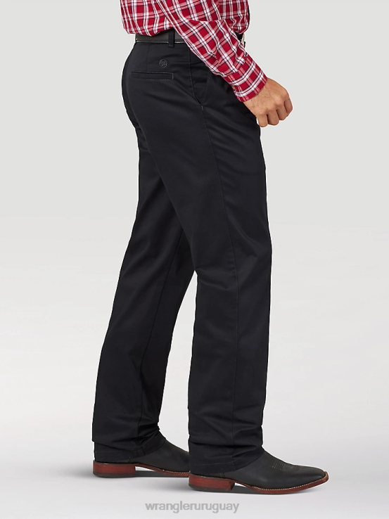 negro Wrangler hombres pantalones casuales con frente plisado y ajuste relajado ropa F8J4V261