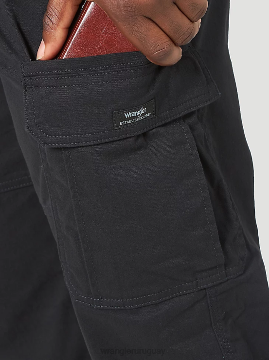 negro Wrangler hombres pantalón cargo flexible de ajuste relajado premium de cinco estrellas ropa F8J4V218