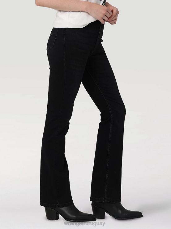 negro Wrangler mujer jeans tipo bota atrevidos de talle alto ropa F8J4V732