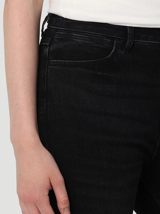 negro Wrangler mujer jeans tipo bota atrevidos de talle alto ropa F8J4V732