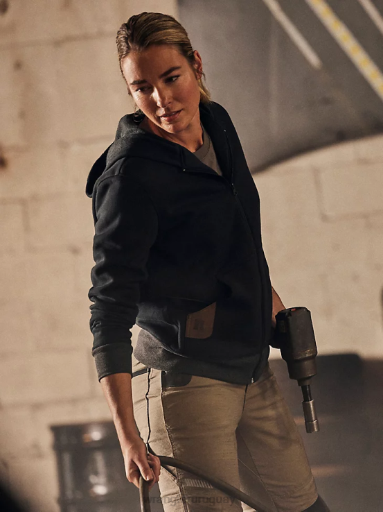 negro Wrangler mujer sudadera con capucha y cremallera completa para trabajo riggs workwear ropa F8J4V866