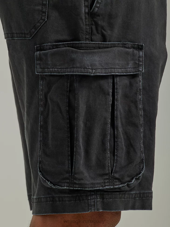 negro lavado Wrangler hombres pantalón corto tipo cargo con cordón elástico y libre de estirar ropa F8J4V553