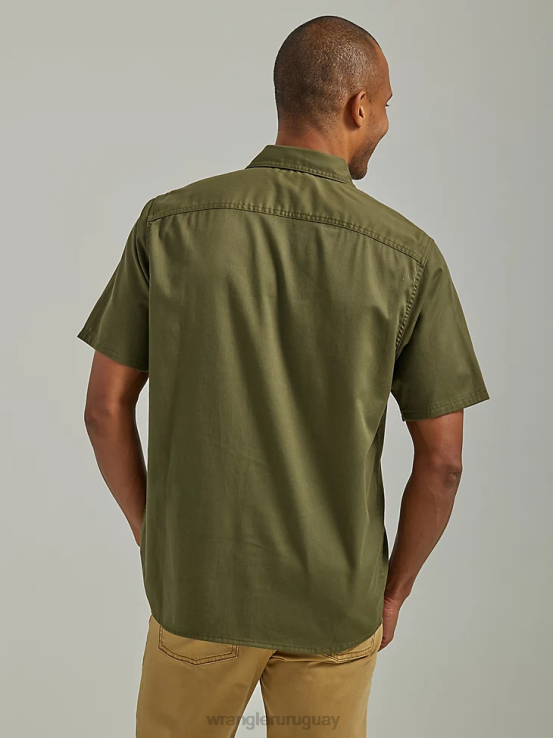 noche oliva Wrangler hombres camisa épica de sarga suave y flexible ropa F8J4V357