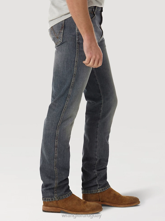noche oscura Wrangler hombres jeans retro ajustados con pernera recta ropa F8J4V30