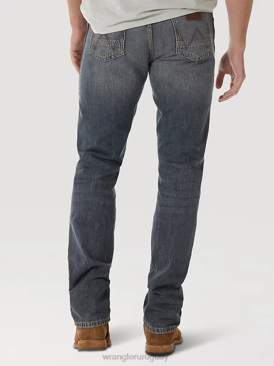 noche oscura Wrangler hombres jeans retro ajustados con pernera recta ropa F8J4V30