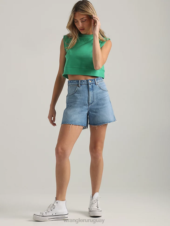 perdió el control Wrangler mujer pantalones cortos acampanados de talle alto ropa F8J4V843