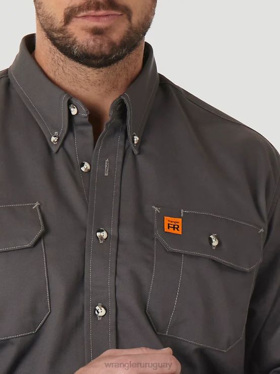 pizarra gris Wrangler hombres Camisa de trabajo resistente al fuego riggs workwear fr ropa F8J4V404