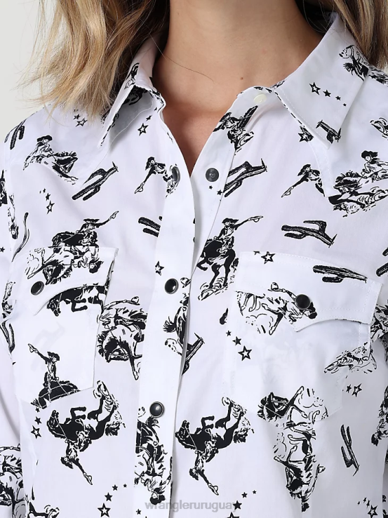 pop rojo Wrangler mujer top retro sin mangas a cuadros con broche occidental ropa F8J4V896