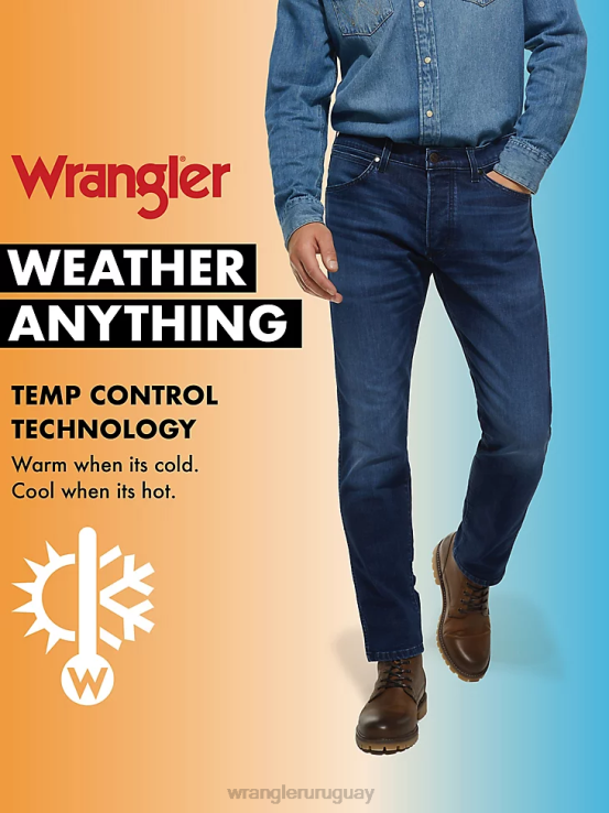 potro cerril Wrangler hombres Vaqueros ajustados y rectos con diseño flexible para cualquier clima ropa F8J4V178
