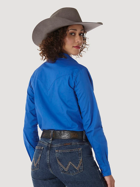 real Wrangler mujer Top liso de manga larga con canesú delantero y trasero de un punto ropa F8J4V890