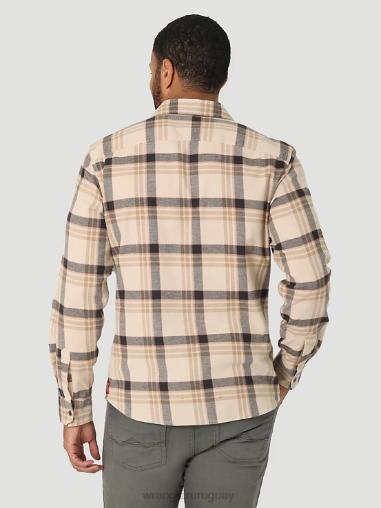 roble Wrangler hombres camisa de franela con nube que se puede estirar libremente ropa F8J4V384