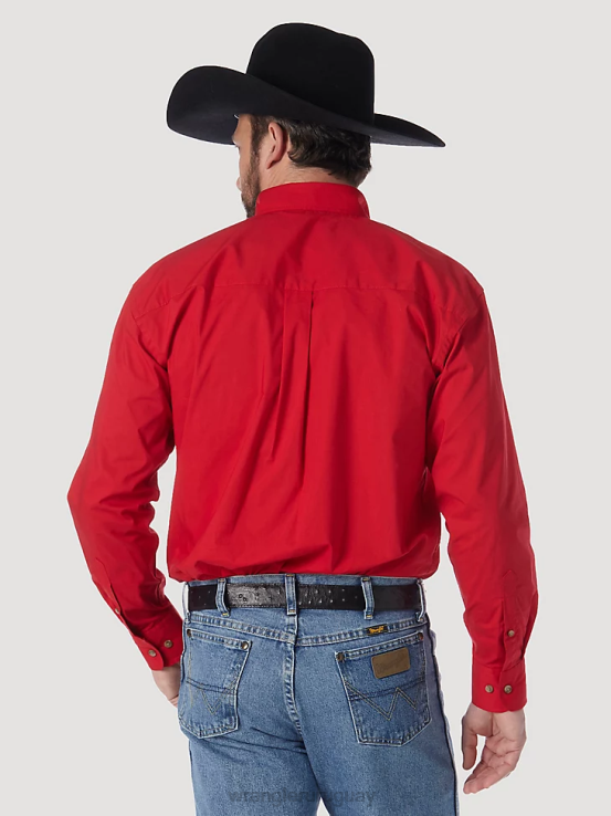 rojo Wrangler hombres camisa lisa con botones george strait  national patriot ropa F8J4V373