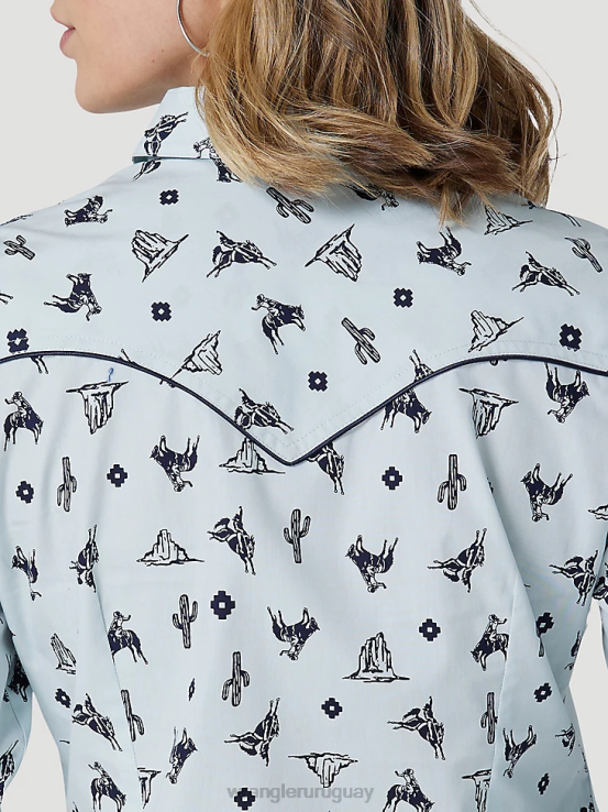 rojo Wrangler mujer camisa retro americana bandana western snap ropa F8J4V882