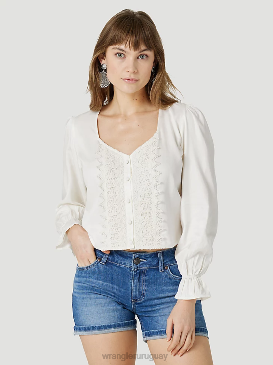 rojo Wrangler mujer camisa retro americana bandana western snap ropa F8J4V882