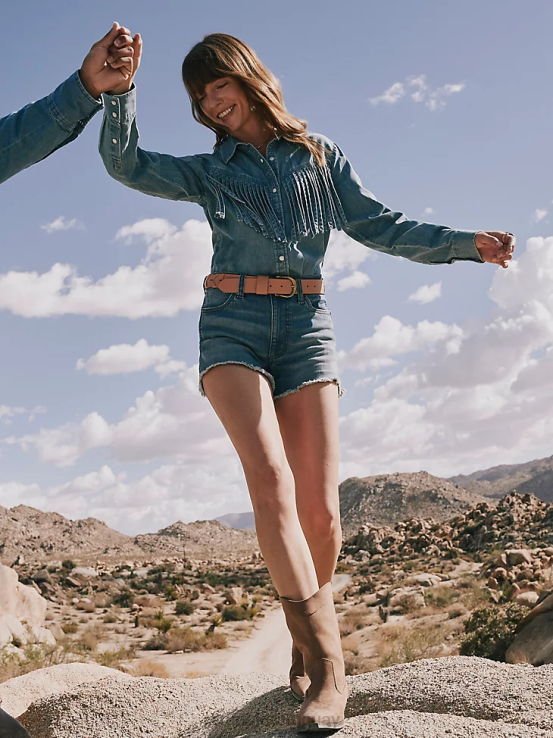 rojo Wrangler mujer camisa retro americana bandana western snap ropa F8J4V882