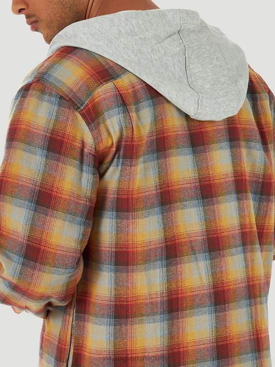 rojo/amarillo Wrangler hombres Authentics chaqueta estilo camisa de franela acolchada ropa F8J4V394