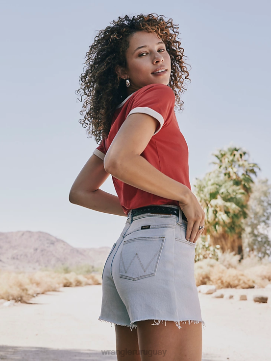 sueño azul Wrangler mujer shorts de talle alto hasta la mitad del muslo ropa F8J4V825