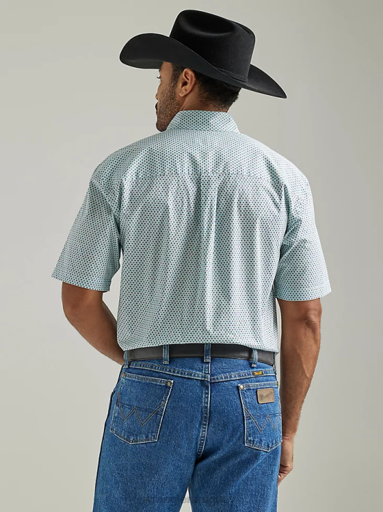 tablero acuático Wrangler hombres Camisa con estampado de un bolsillo y botones de manga corta George Strait ropa F8J4V301