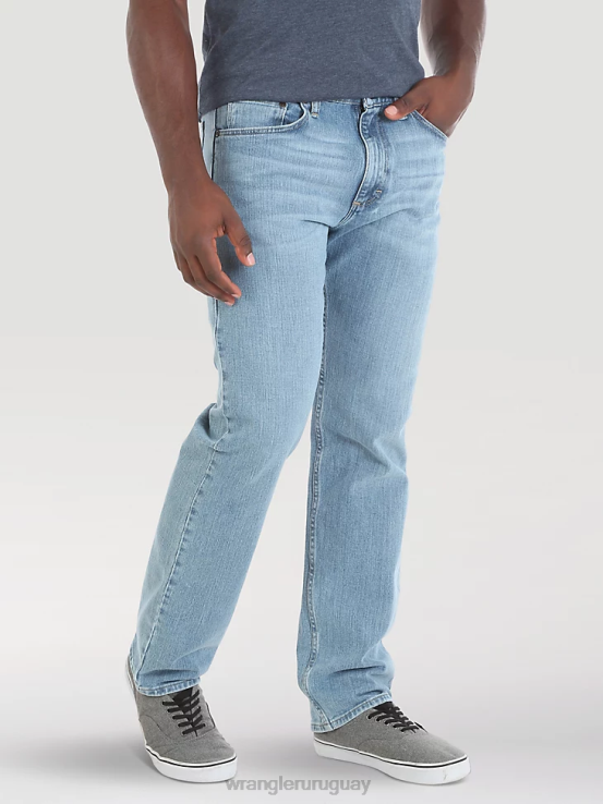 luz de lavado a la piedra Wrangler hombres Authentics jeans flexibles de ajuste relajado ropa F8J4V100
