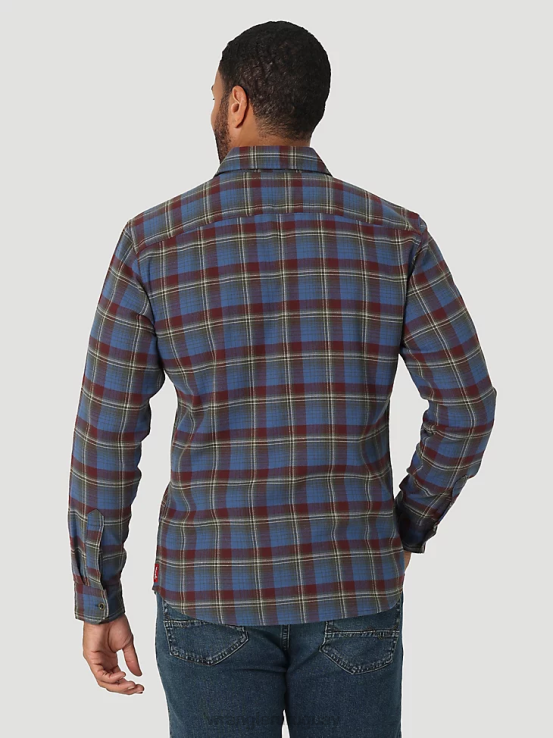 verdadera marina Wrangler hombres camisa de franela con nube que se puede estirar libremente ropa F8J4V383