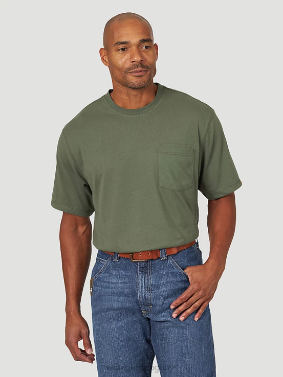 verde avellana Wrangler hombres Camiseta de rendimiento de manga corta con 1 bolsillo Riggs Workwear ropa F8J4V279