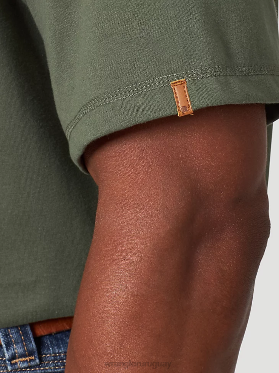 verde avellana Wrangler hombres Camiseta de rendimiento de manga corta con 1 bolsillo Riggs Workwear ropa F8J4V279