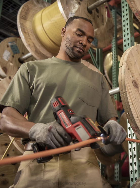 verde avellana Wrangler hombres Camiseta de rendimiento de manga corta con 1 bolsillo Riggs Workwear ropa F8J4V279