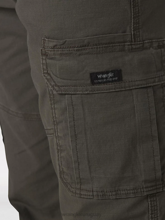 verde oliva Wrangler hombres pantalón cargo flexible de ajuste relajado premium de cinco estrellas ropa F8J4V221