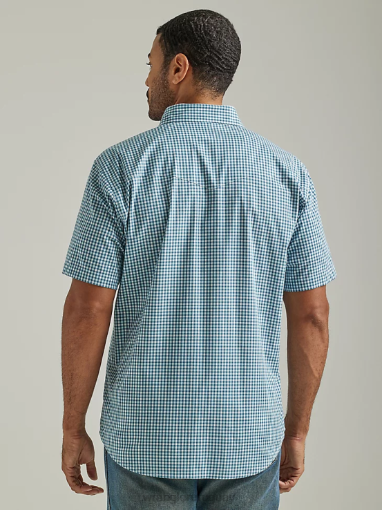verduras mixtas Wrangler hombres camisa a cuadros de manga corta resistente a las arrugas ropa F8J4V447