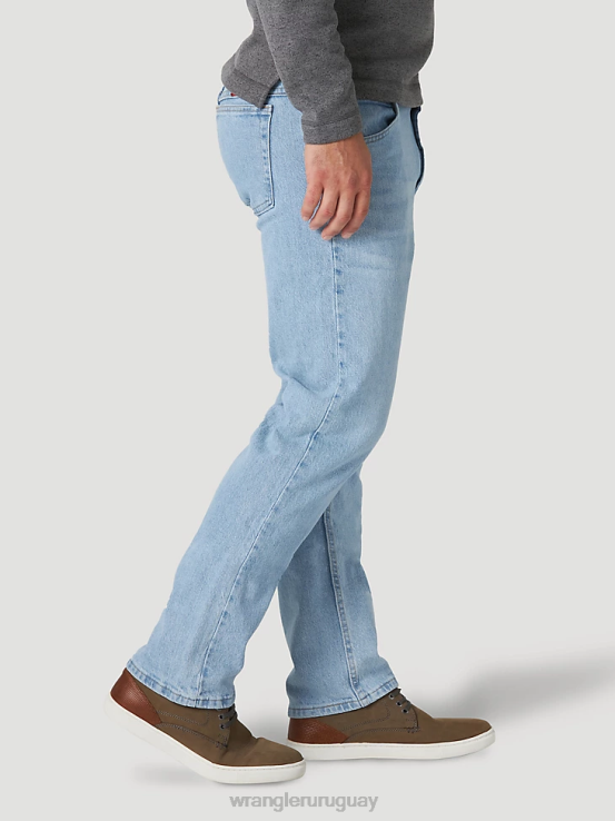 índigo blanqueado Wrangler hombres Vaqueros de corte regular con flexión de mezclilla premium de cinco estrellas para mayor comodidad ropa F8J4V137