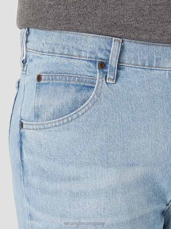 índigo blanqueado Wrangler hombres Vaqueros de corte regular con flexión de mezclilla premium de cinco estrellas para mayor comodidad ropa F8J4V137
