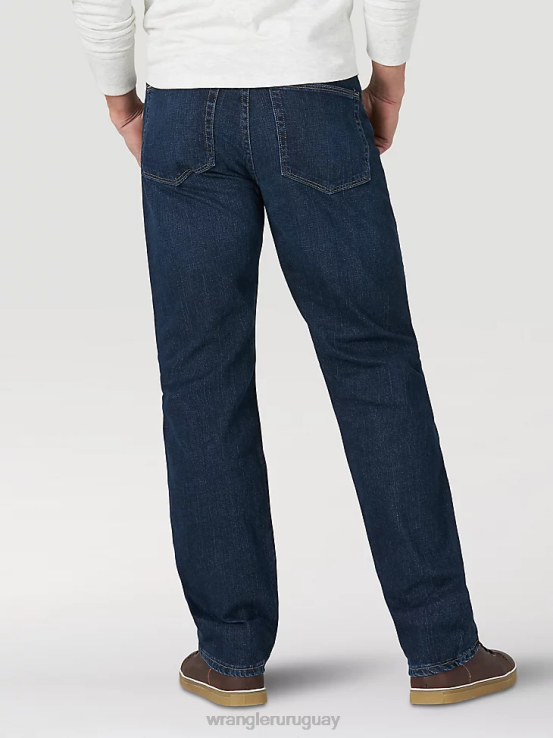 índigo ennegrecido Wrangler hombres jeans flexibles de ajuste relajado ropa F8J4V169