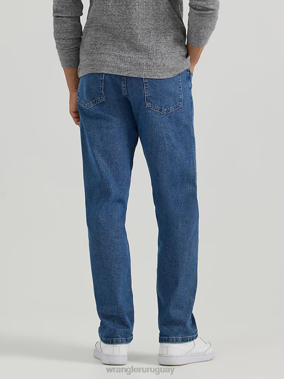índigo medio Wrangler hombres mezclilla premium de cinco estrellas flexible para mayor comodidad jean de ajuste relajado ropa F8J4V80