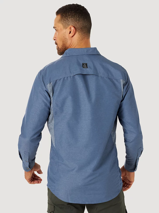 índigo vintage Wrangler hombres camisa atg mezcla de materiales ropa F8J4V378