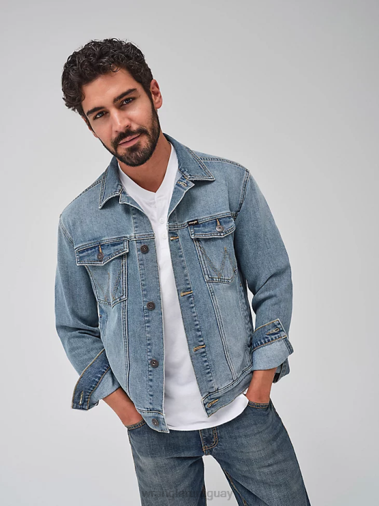 índigo vintage Wrangler hombres chaqueta estilo camionero de mezclilla clásica ropa F8J4V612